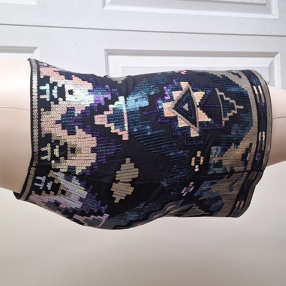 Express Sequin Geometric Print Mini Skirt Size M - Picture 10 of 10